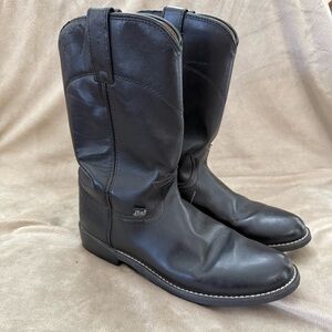 Justin Men’s Black Basics Roper Western Boots Sleek 7B